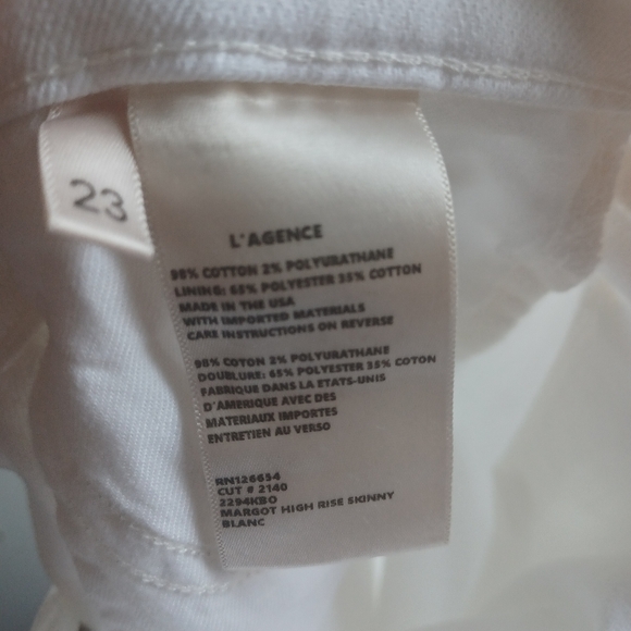 L'AGENCE Women's Margot High-Rise Skinny Ankle Jeans in Blanc Size 23 - Picture 9 of 10